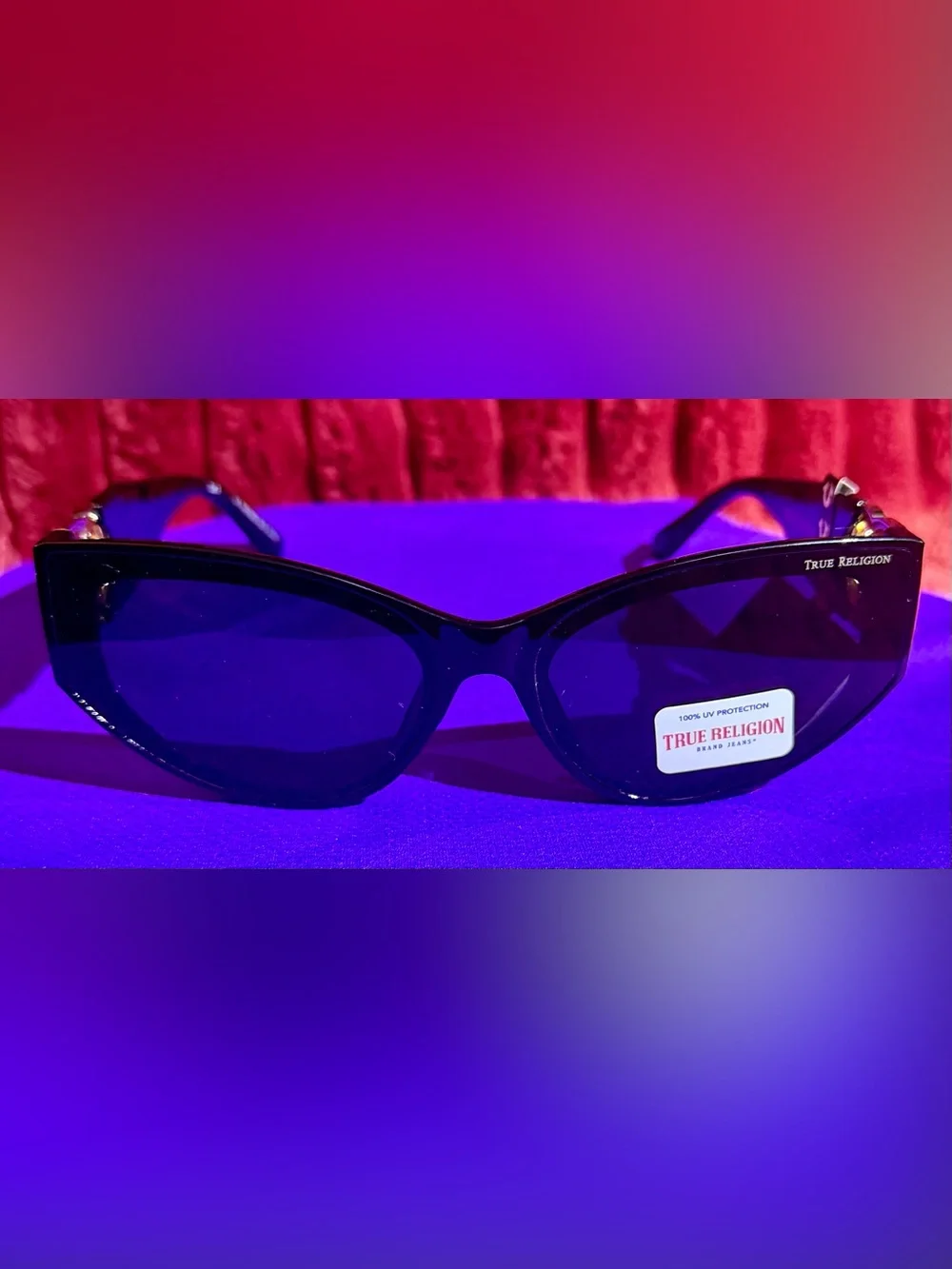 True Religion Glossy Black Cat-Eye Sunglasses